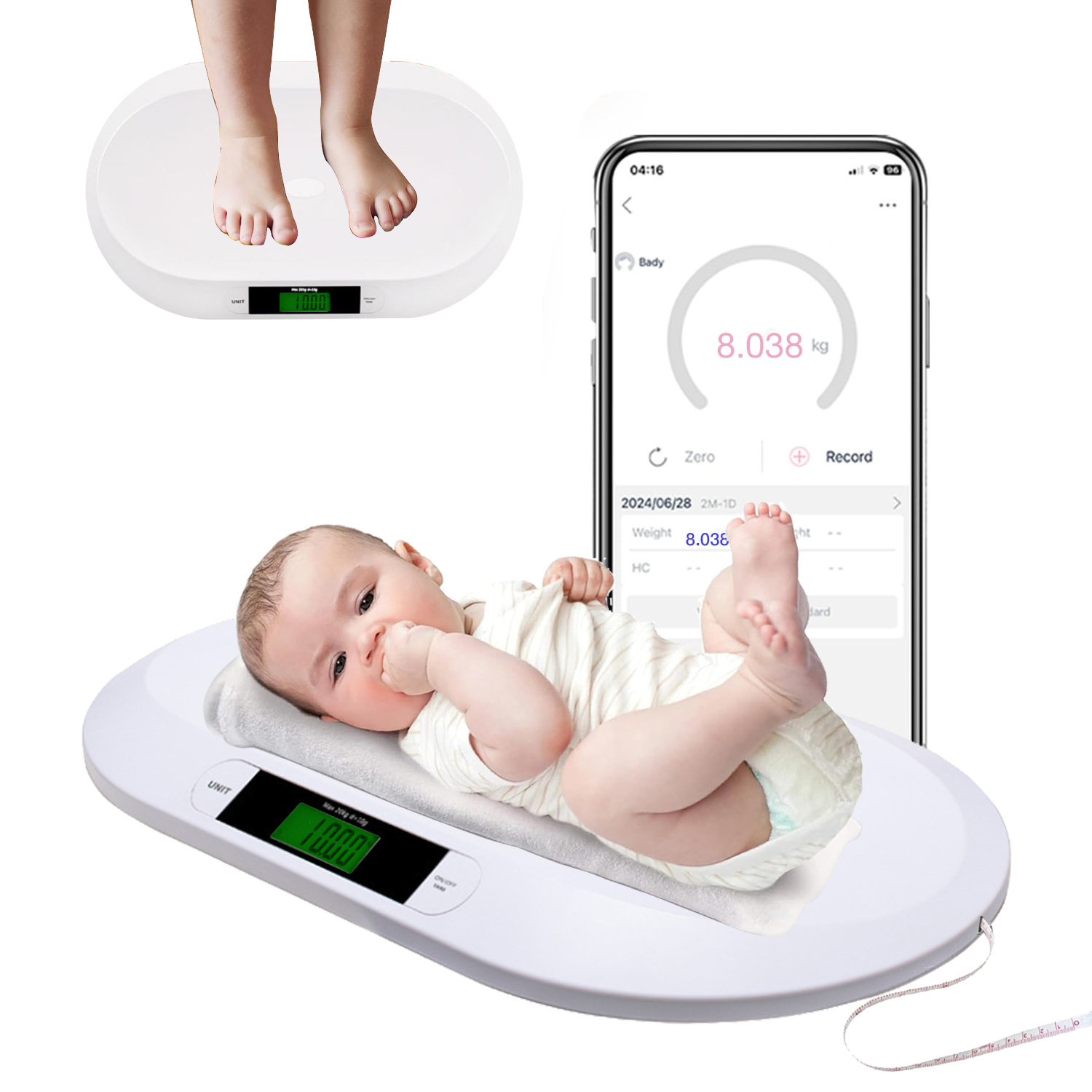 Smart Wifi infant weighing scale with ruler